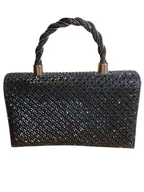 D’margeaux Evening Prom Embellished Formal Handbag New Missing strap blk/gold